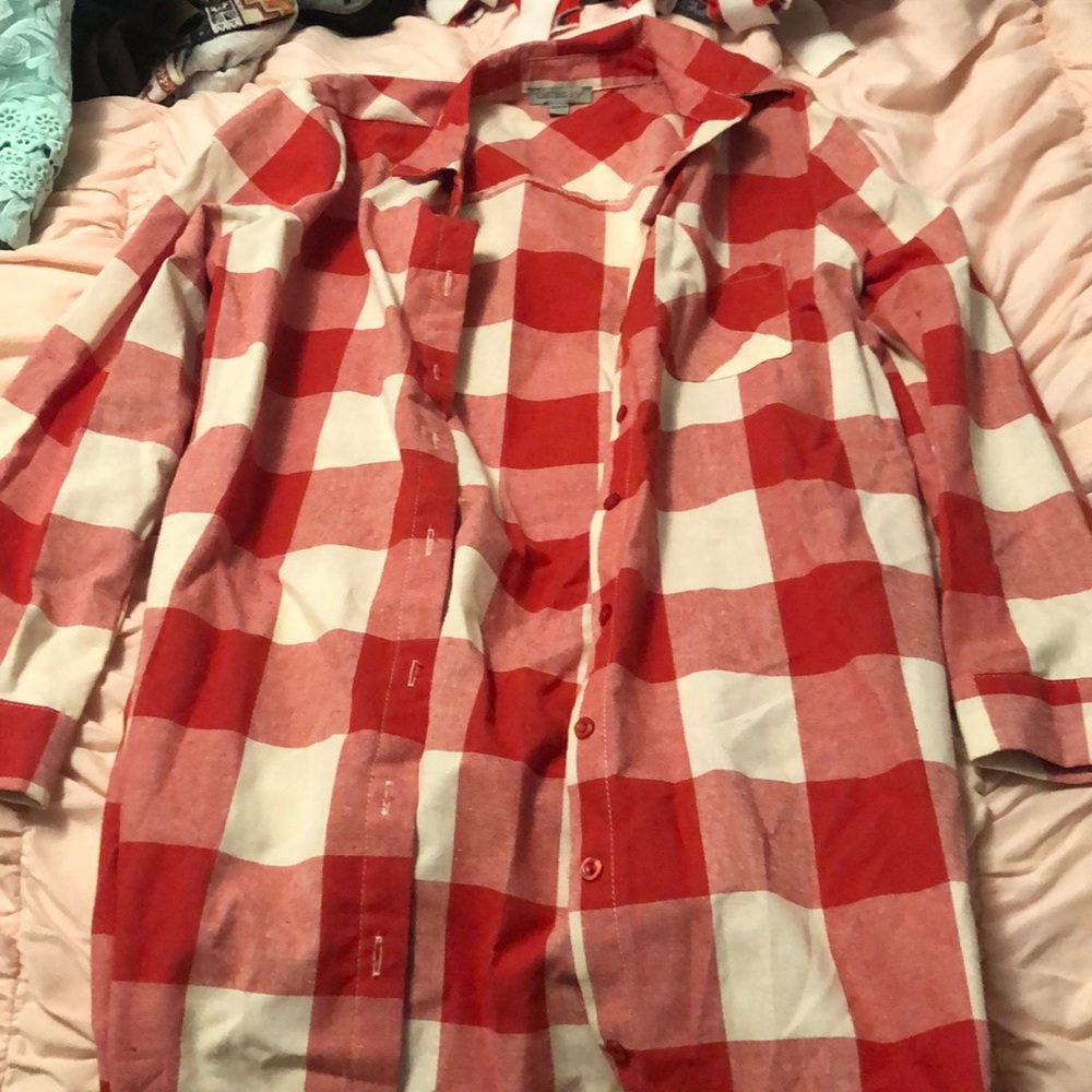 Long red flannel top